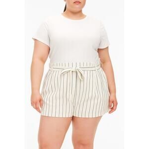 NWOT 7 For All Mankind Women's High-Waisted Striped Shorts - Size XL